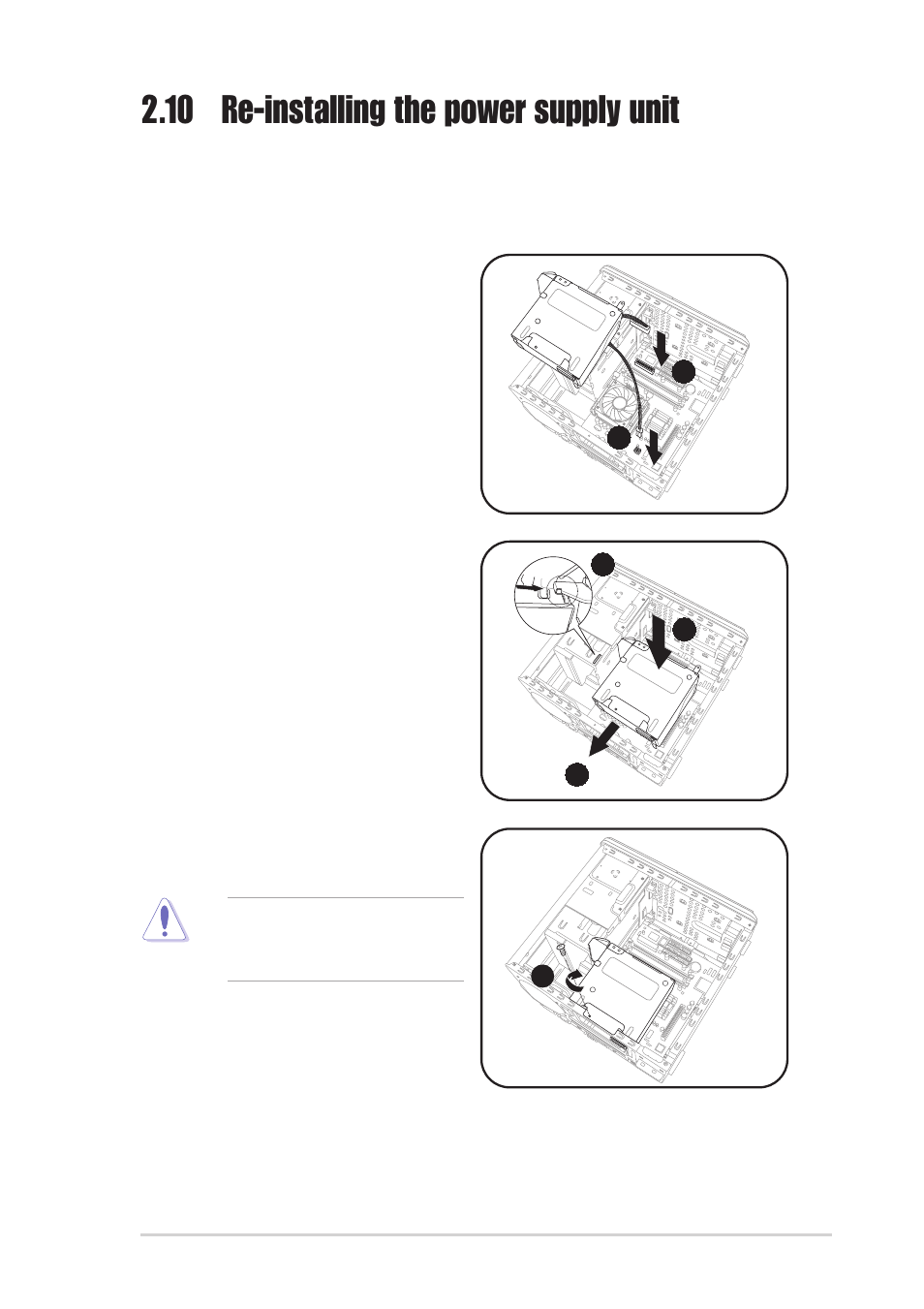 10 re-installing the power supply unit | Asus T2-R User Manual | Page 33 / 94