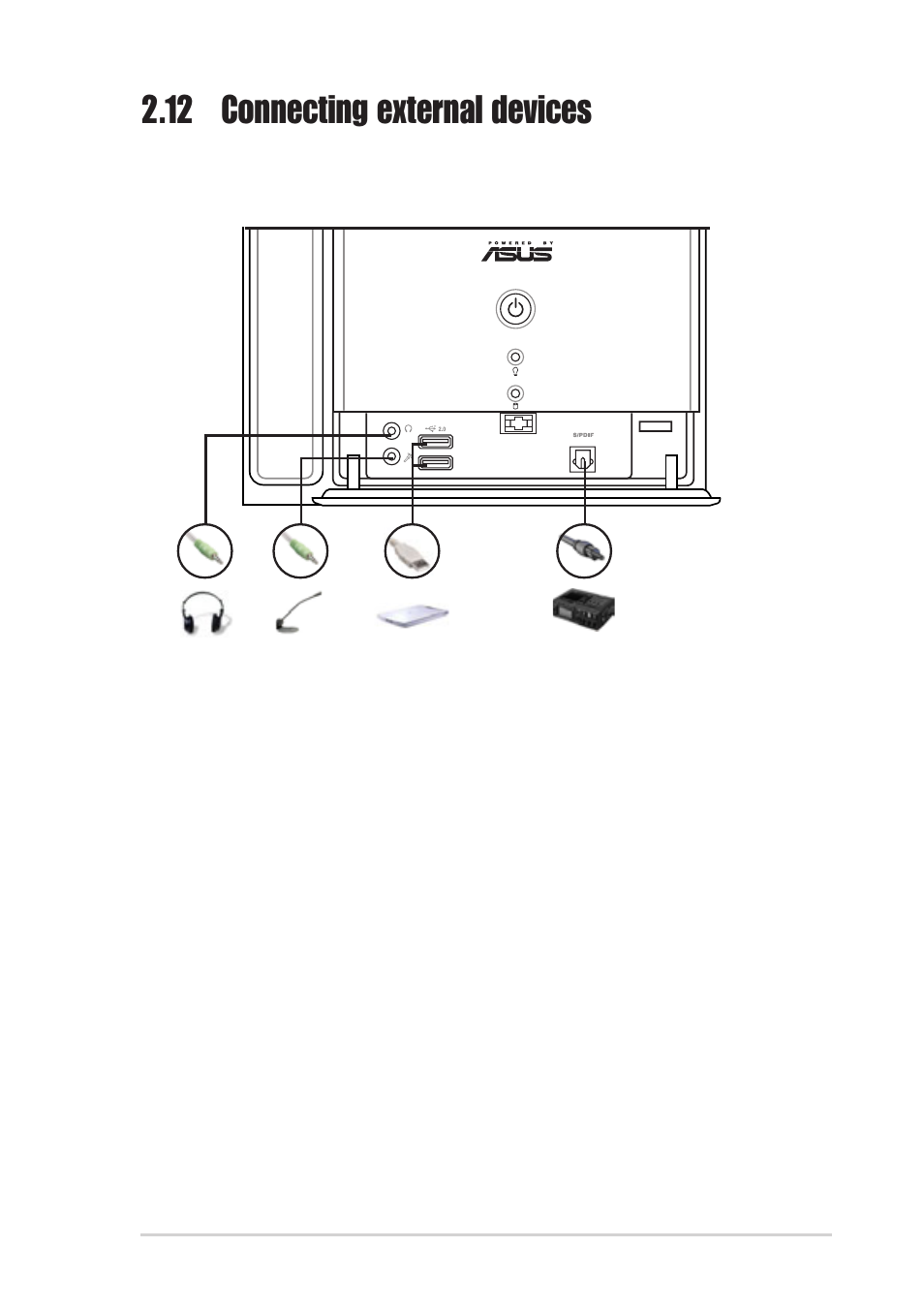 12 connecting external devices | Asus T2-R User Manual | Page 37 / 94