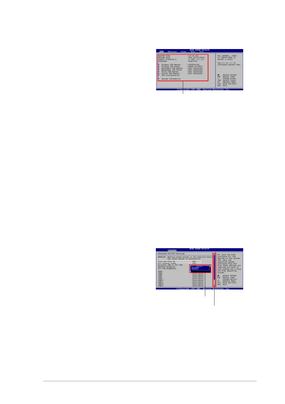 4 menu items, 5 sub-menu items, 6 configuration fields | 7 pop-up window, 8 scroll bar, 9 general help | Asus T2-R User Manual | Page 71 / 94