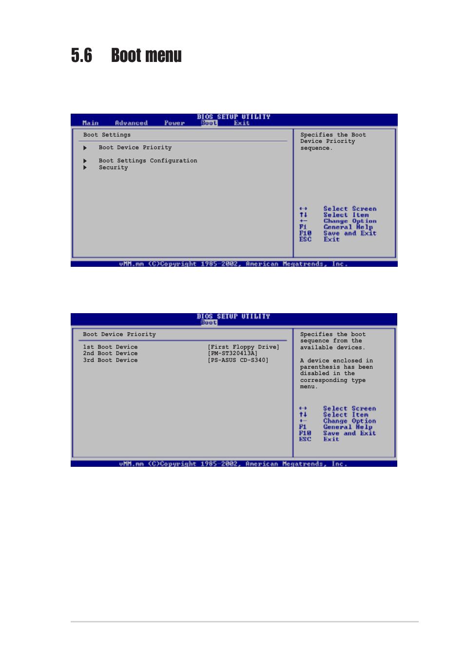 6 boot menu, 1 boot device priority, 1st ~ xxth boot device | Asus T2-R User Manual | Page 87 / 94