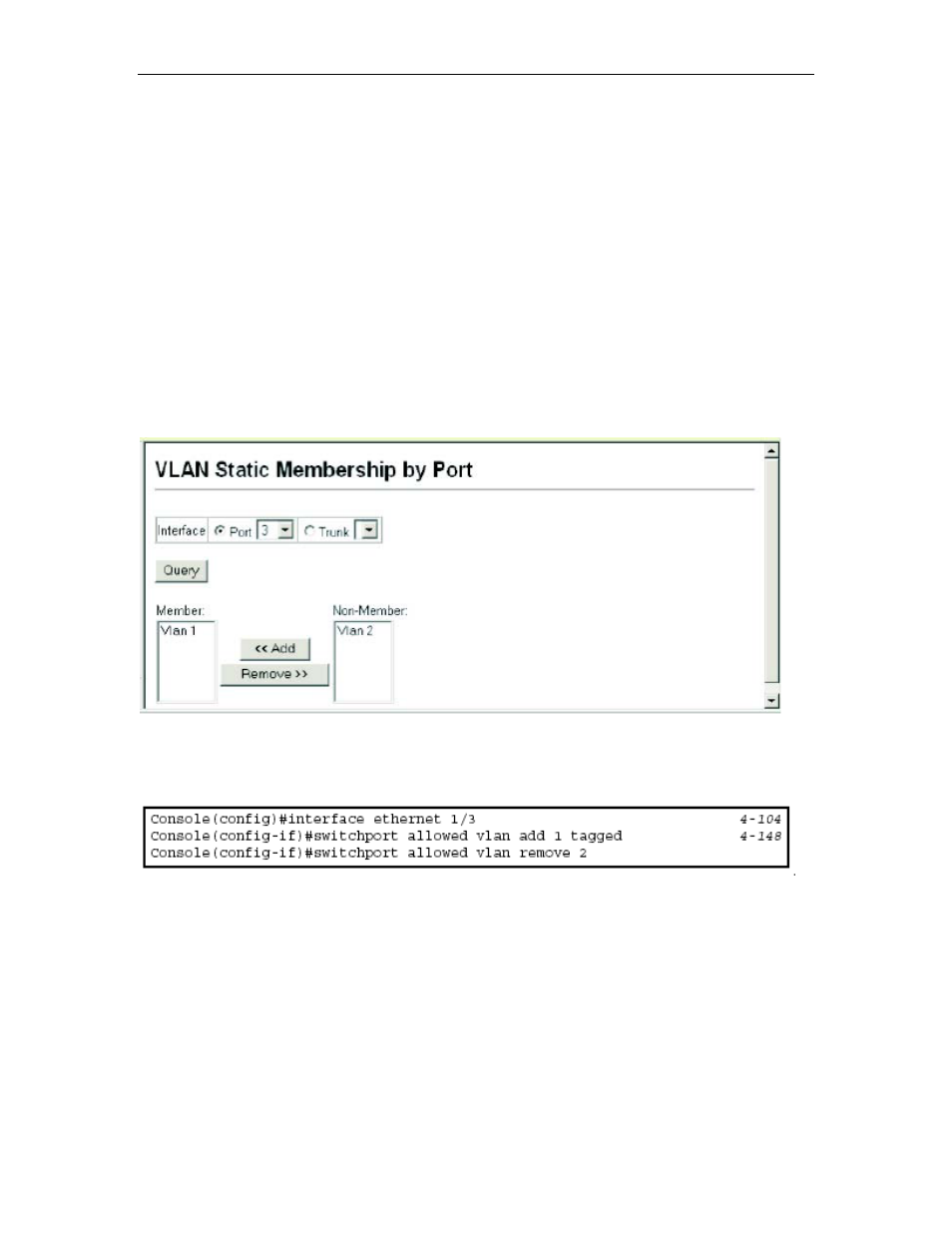 Adding static members to vlans (port index), Configuring vlan behavior for interfaces, Adding static membe rs to vlans (port index) | Asus GigaX2024SX User Manual | Page 138 / 370