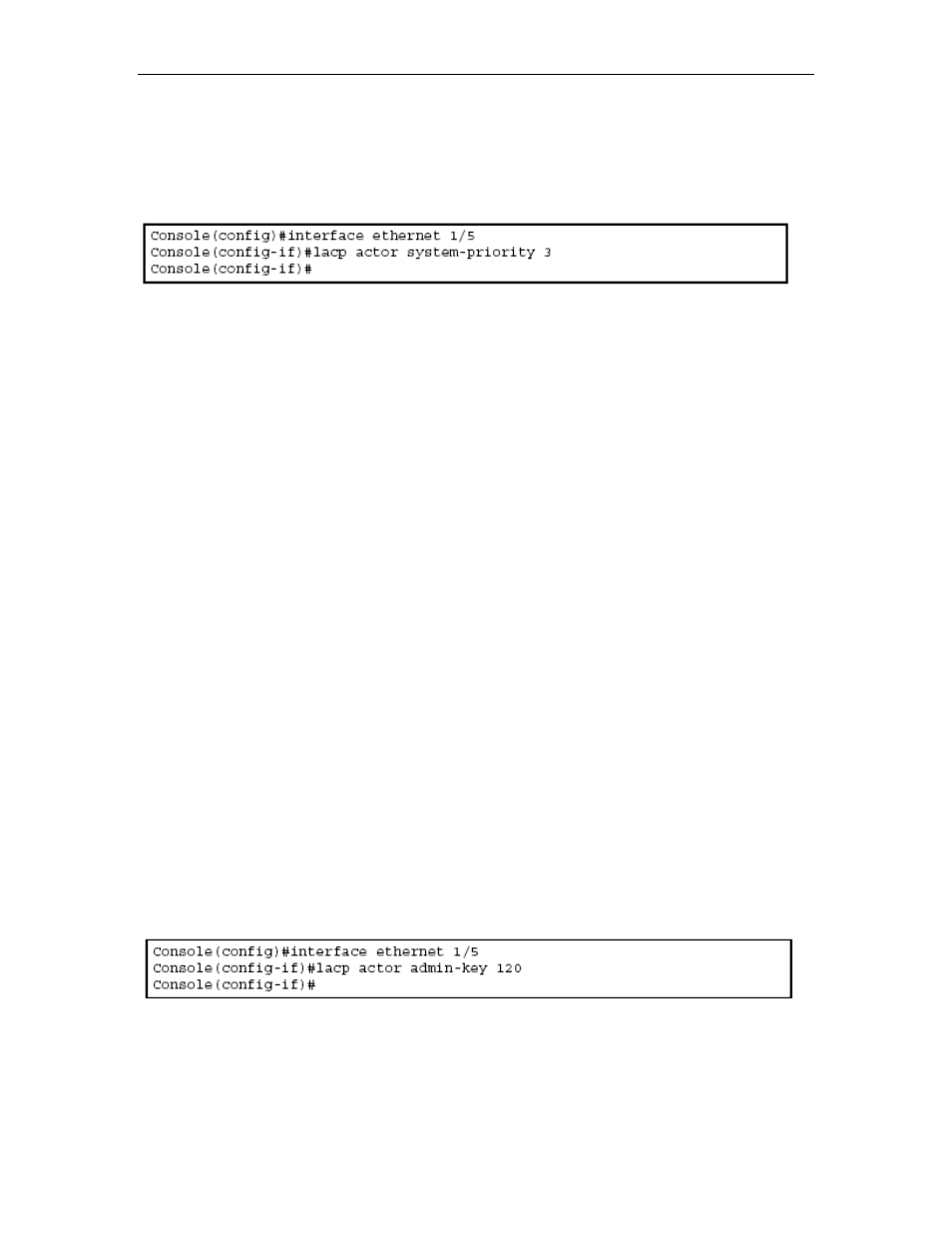 Lacp admin-key (ethernet interface), Lacp admin-key (port channel) | Asus GigaX2024SX User Manual | Page 295 / 370