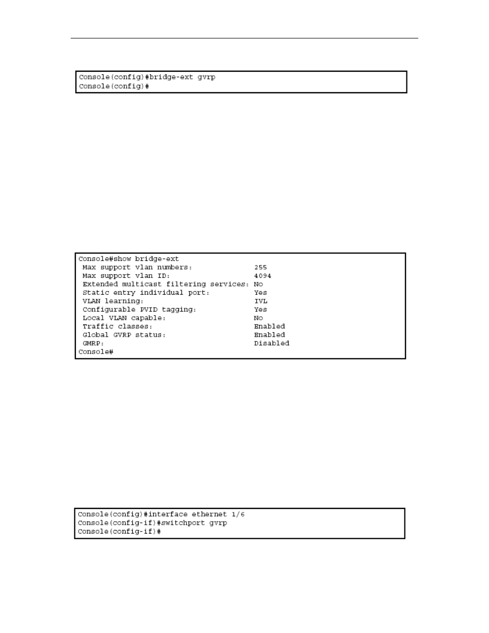 Show bridge-ext, Switchport gvrp, Show bridge-ext -166 switchport gvrp -166 | Asus GigaX2024SX User Manual | Page 334 / 370