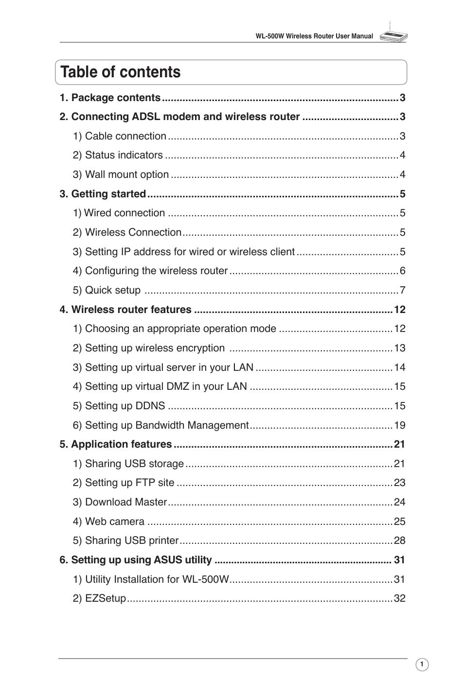 Asus WL-500W User Manual | Page 3 / 43