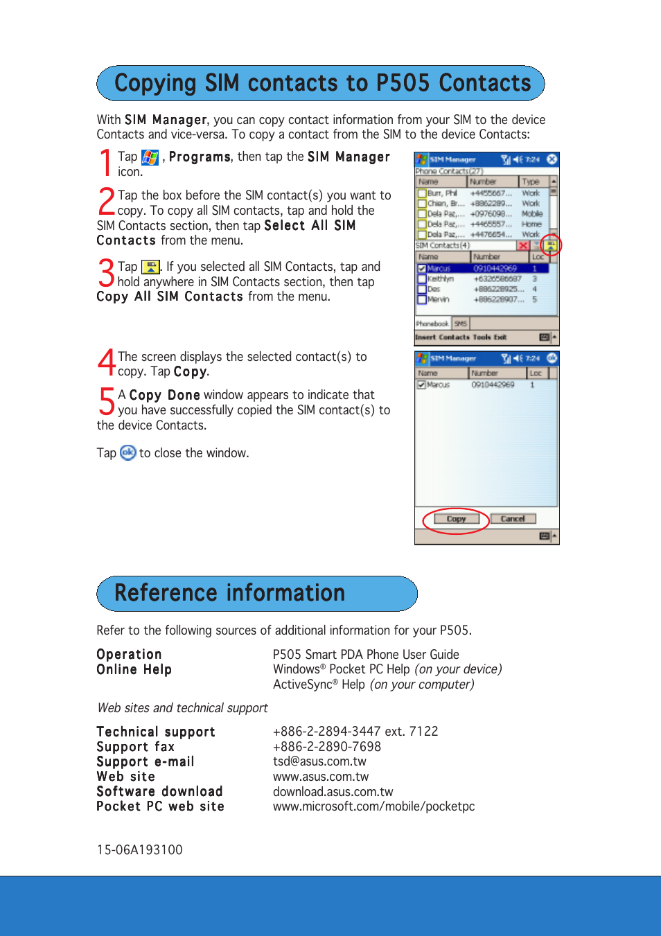 Reference information | Asus P505 User Manual | Page 12 / 12