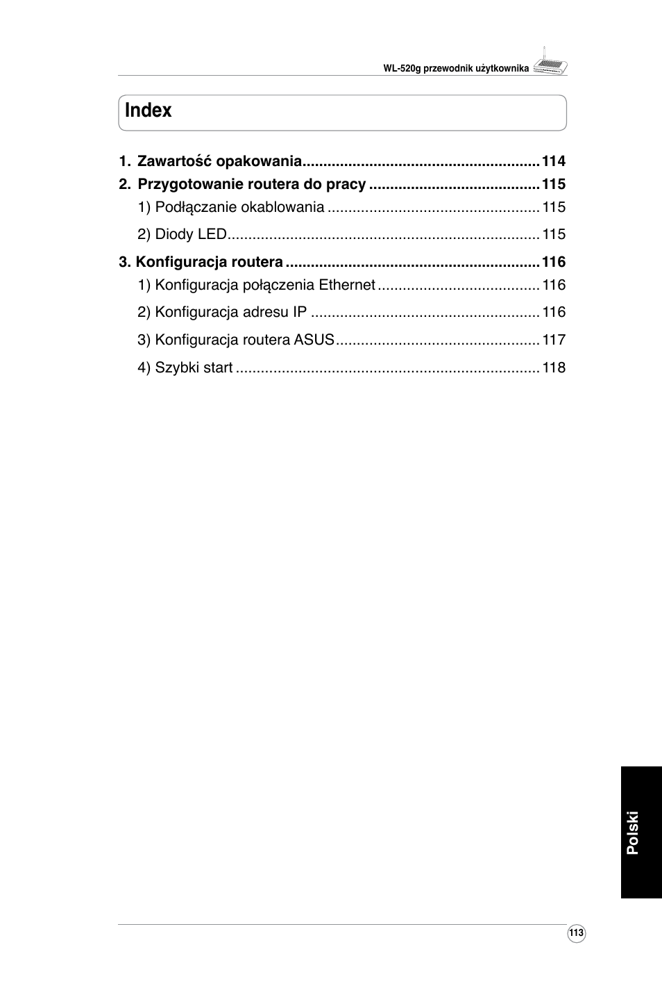 Index | Asus WL-520G User Manual | Page 115 / 136