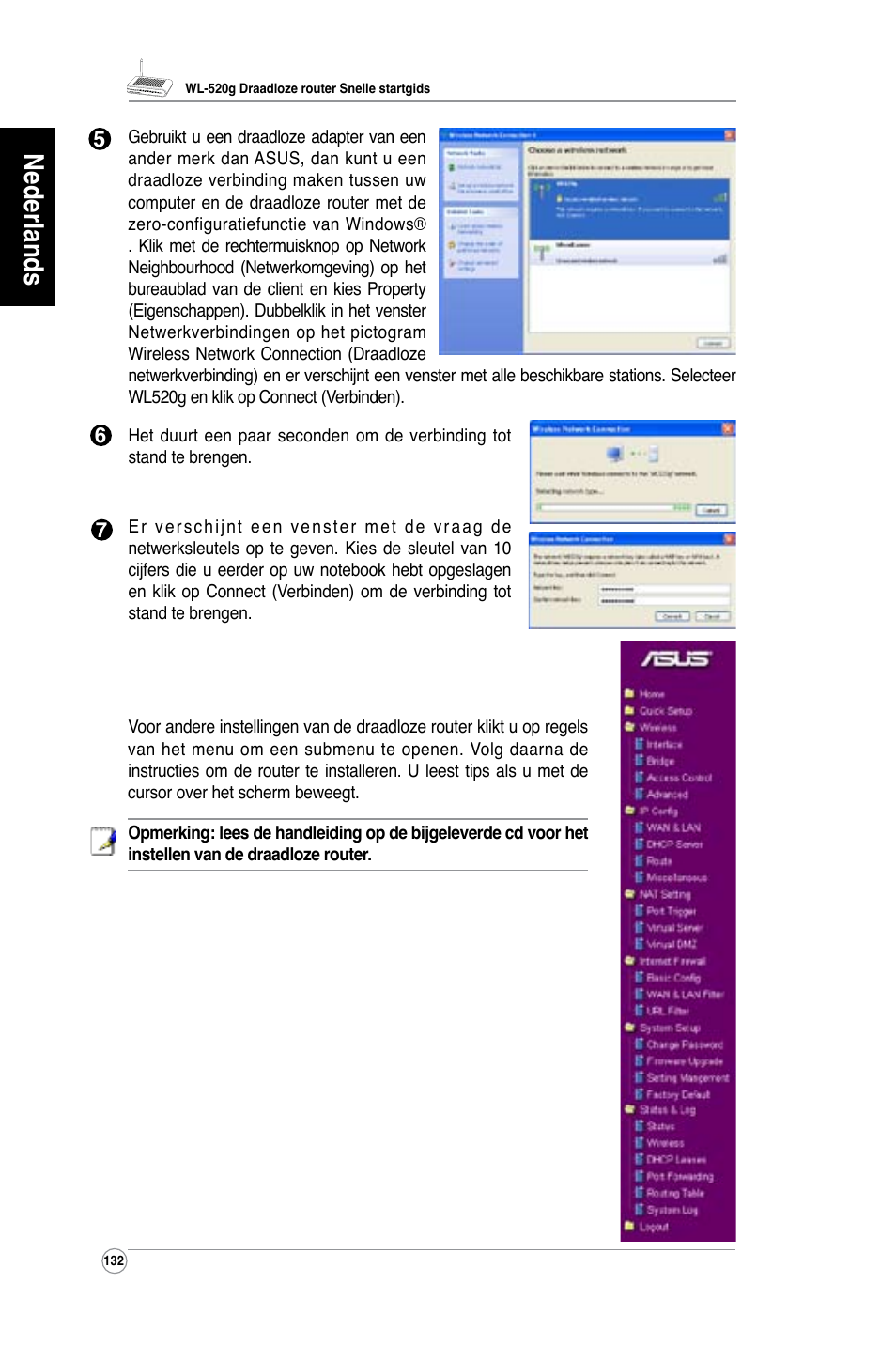 Nederlands | Asus WL-520G User Manual | Page 134 / 136