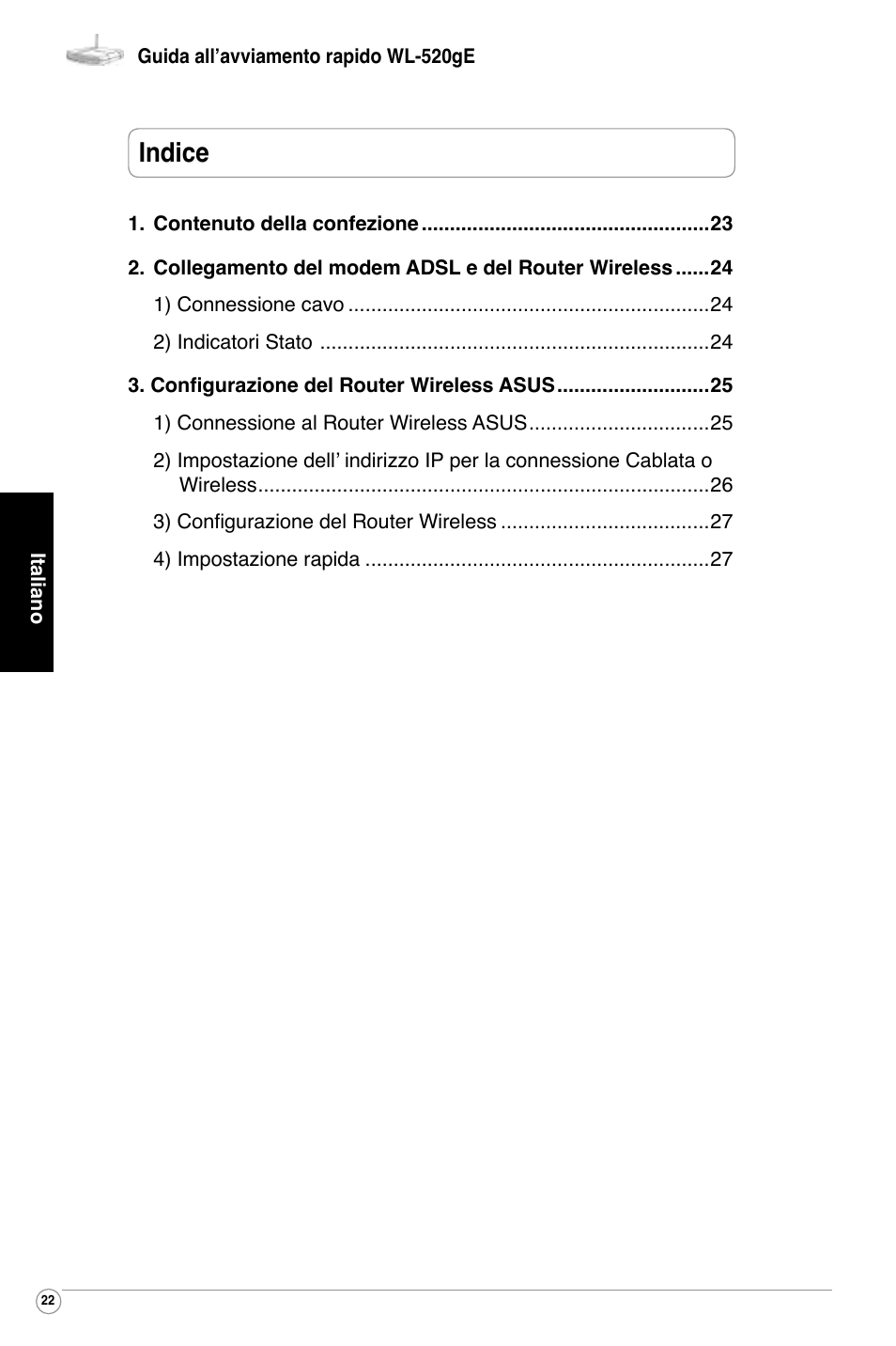 Indice | Asus WL-520G User Manual | Page 24 / 136