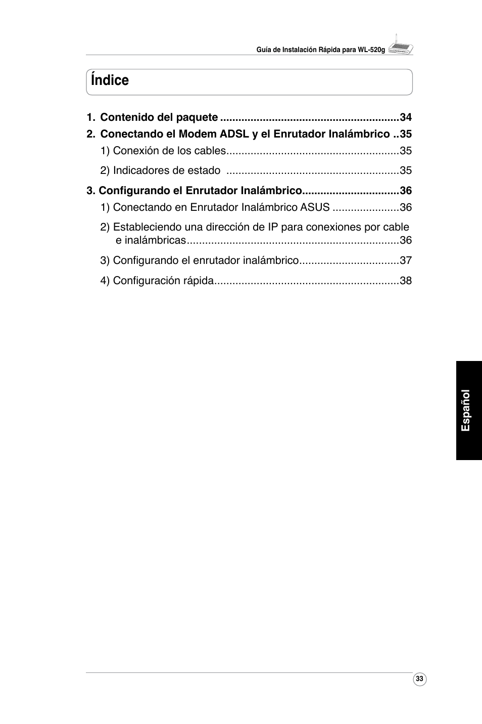 Índice | Asus WL-520G User Manual | Page 35 / 136