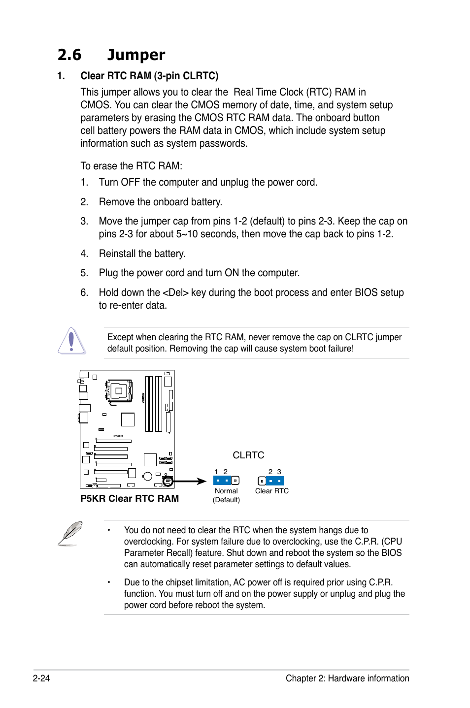 6 jumper | Asus P5KR User Manual | Page 48 / 160