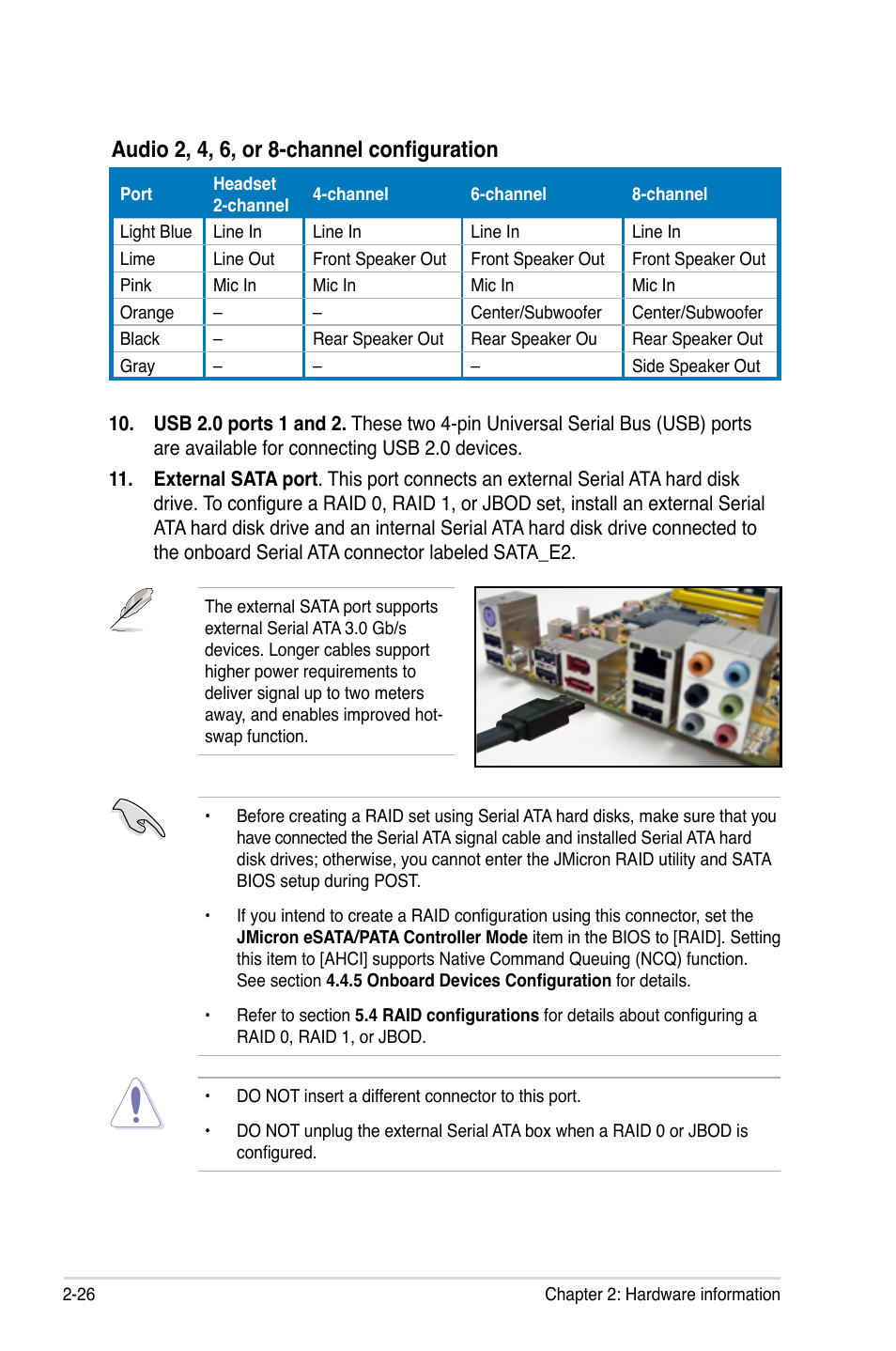 Audio 2, 4, 6, or 8-channel configuration | Asus P5KR User Manual | Page 50 / 160