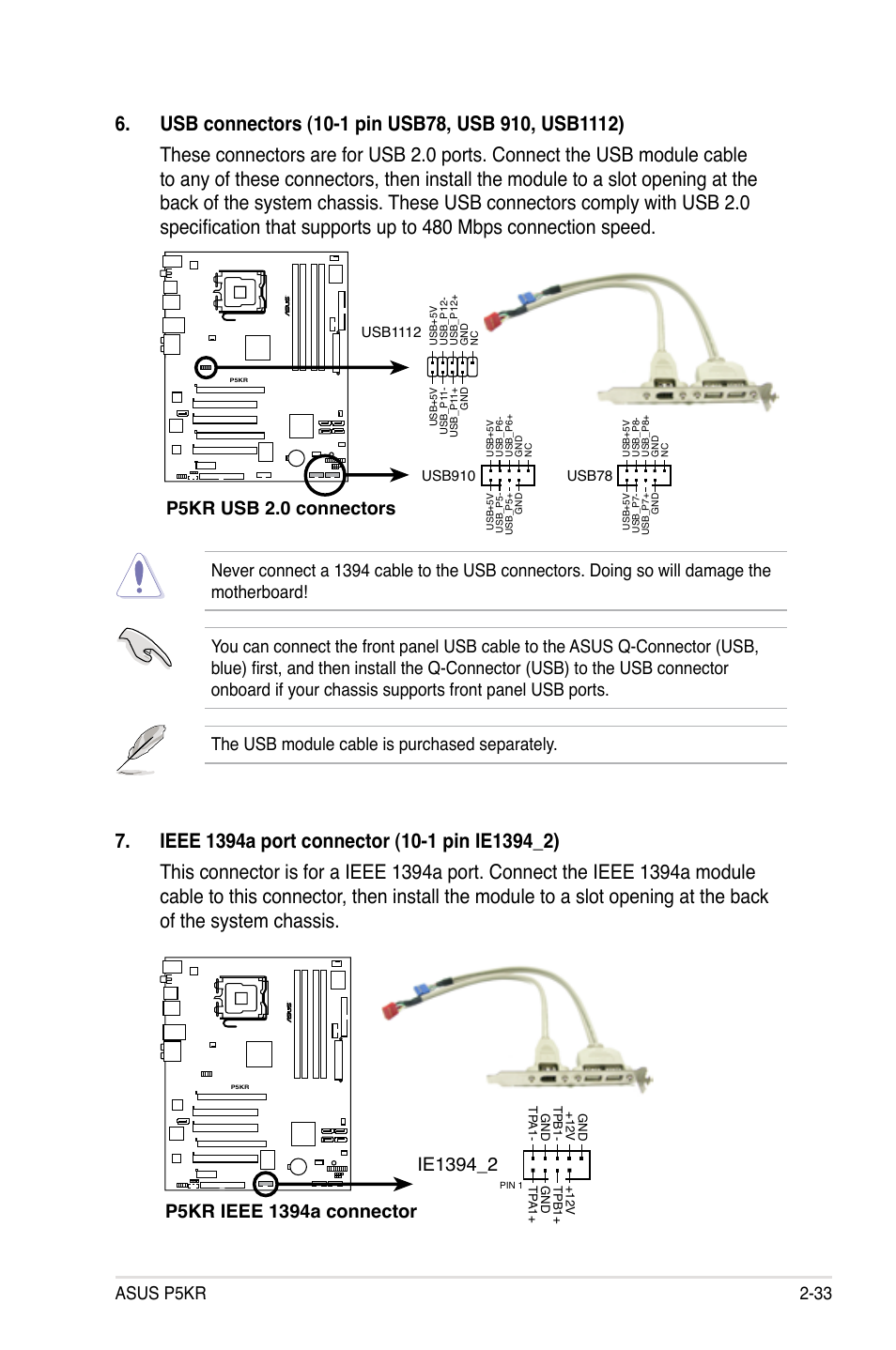 Asus p5kr 2-33, P5kr usb 2.0 connectors | Asus P5KR User Manual | Page 57 / 160