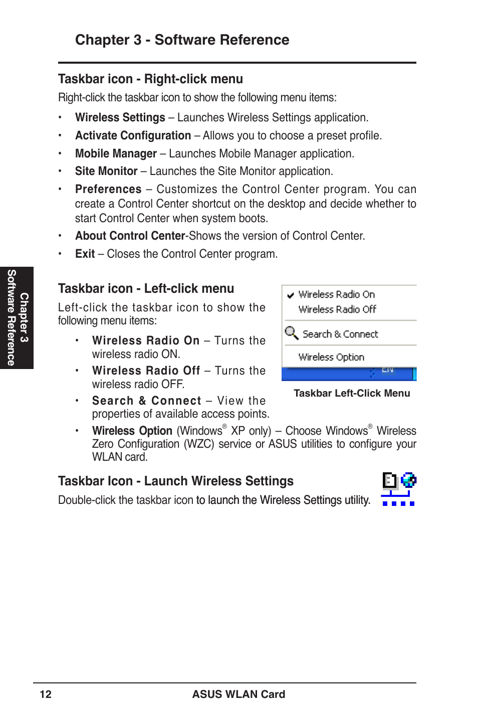 Chapter  - software reference | Asus WL-100W User Manual | Page 12 / 38
