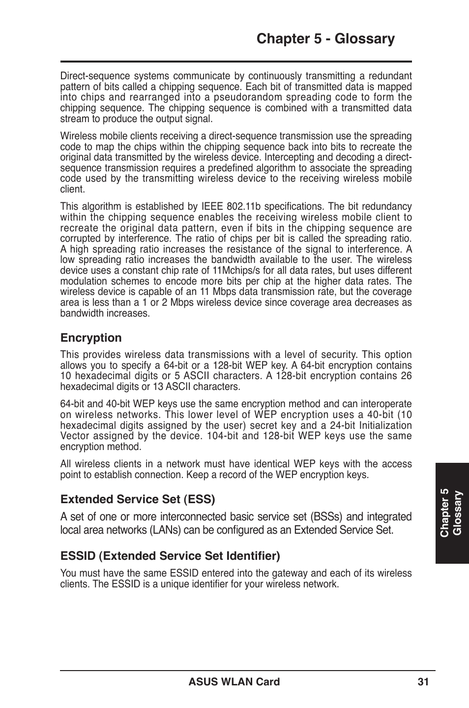 Chapter 5 - glossary | Asus WL-100W User Manual | Page 31 / 38