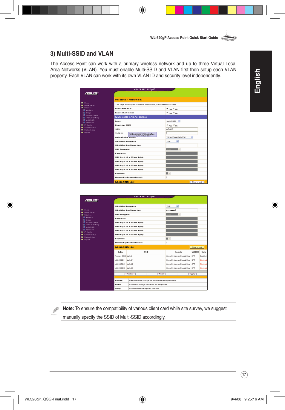 English, 3) multi-ssid an�� vlan | Asus WL-320gP User Manual | Page 18 / 379