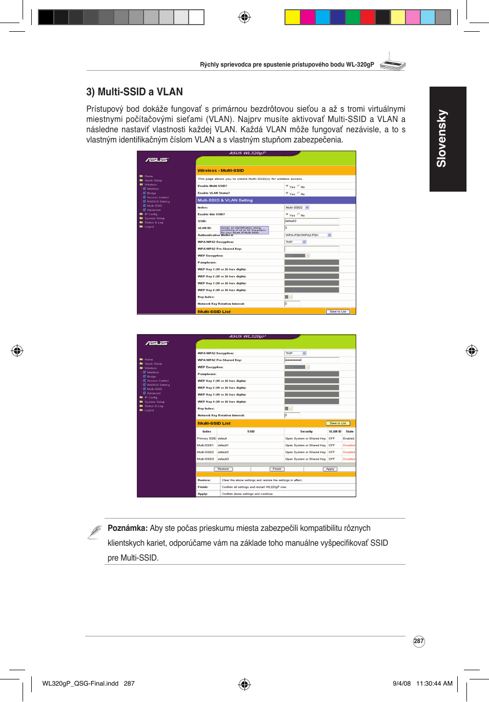 Slovensky, 3) multi-ssid a vlan | Asus WL-320gP User Manual | Page 288 / 379