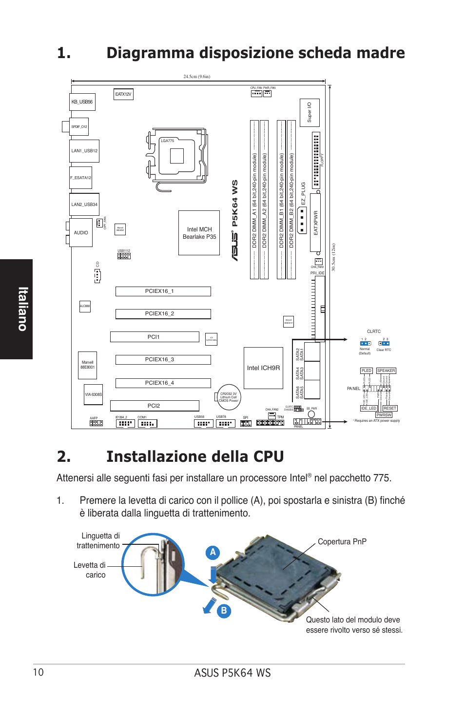 Italiano, Asus p5k64 ws, Ab b | P5k64 ws | Asus P5K64 WS User Manual | Page 10 / 37