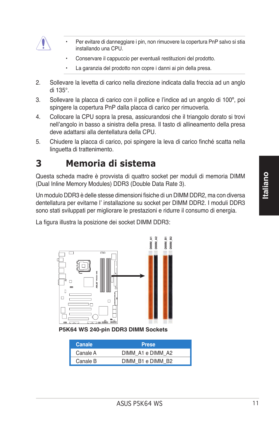 Italiano | Asus P5K64 WS User Manual | Page 11 / 37