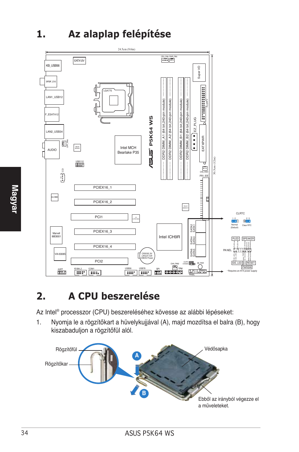 Az alaplap felépítése 2. a cpu beszerelése, Magyar, Asus p5k64 ws | Az intel, Ab b, P5k64 ws | Asus P5K64 WS User Manual | Page 26 / 37