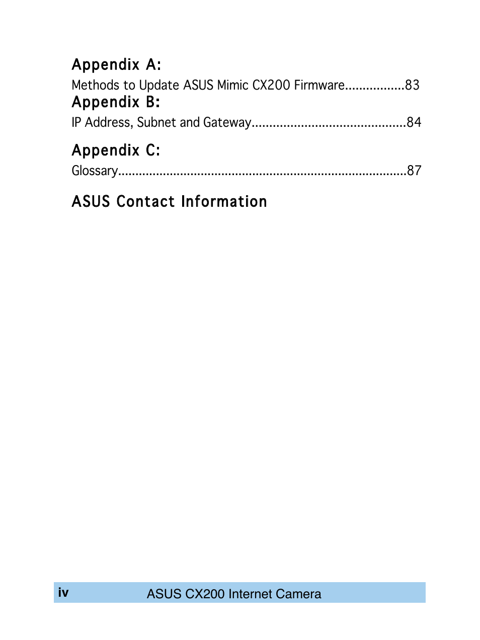 Asus CX200 User Manual | Page 4 / 94