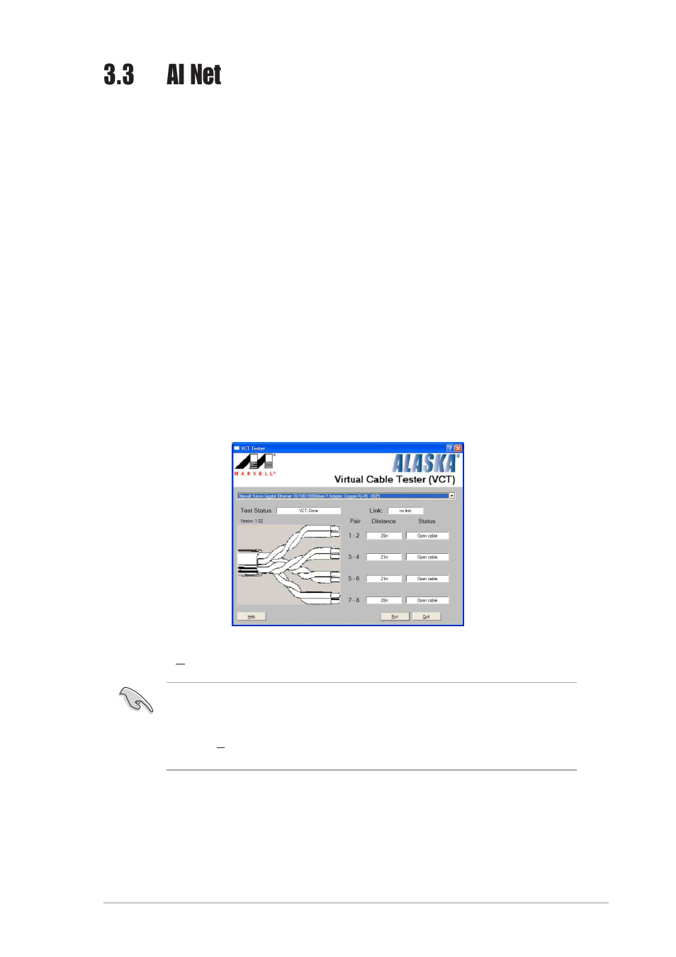 3 ai net, Using the virtual cable tester | Asus P4P8X SE User Manual | Page 77 / 78