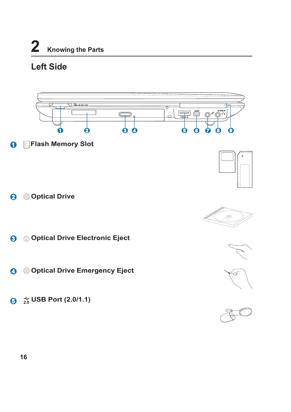 Left side | Asus Z99Jr User Manual | Page 16 / 71