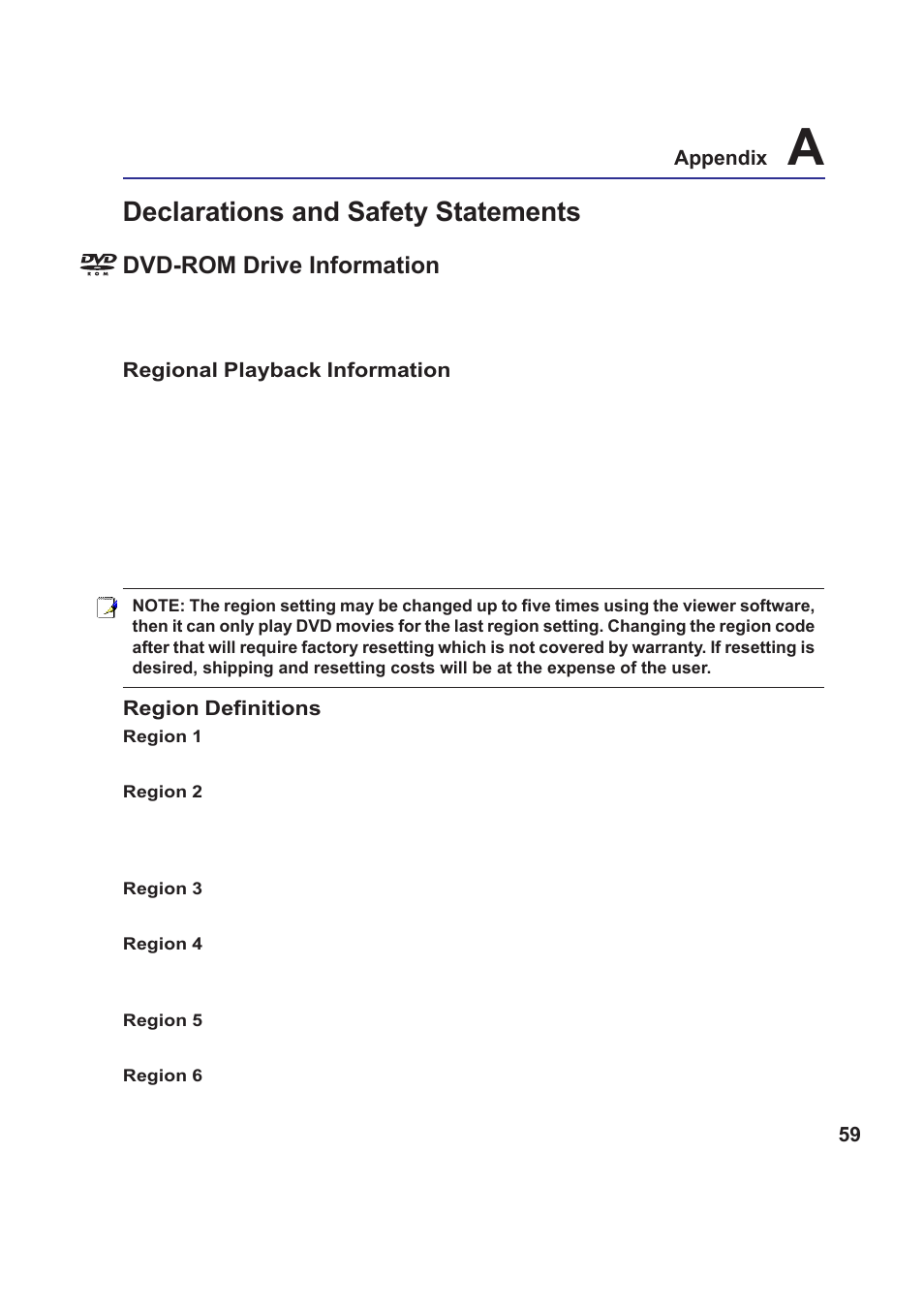 Declarations and safety statements, Dvd-rom drive information | Asus Z99Jr User Manual | Page 59 / 71