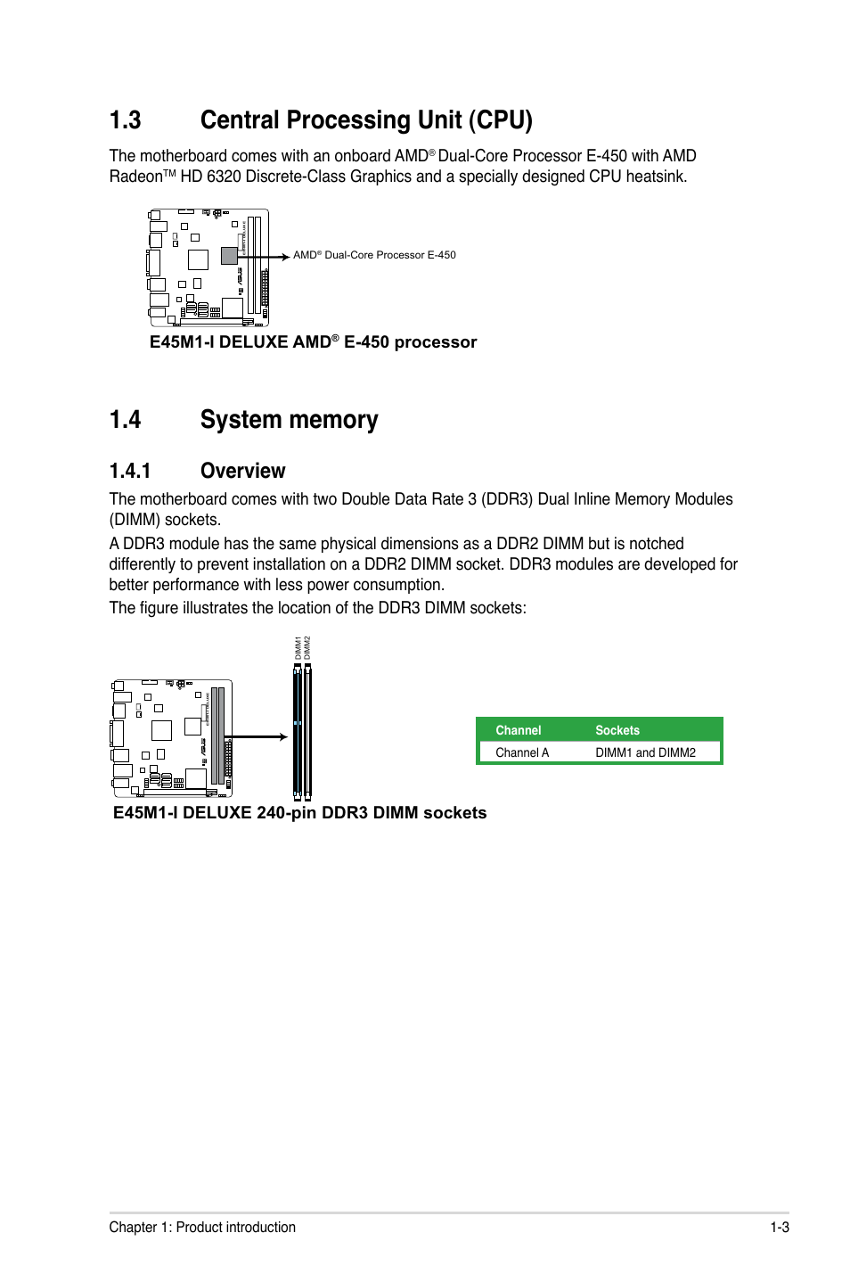 3 central processing unit (cpu), 1 overview | Asus E45M1-I DELUXE User Manual | Page 13 / 56