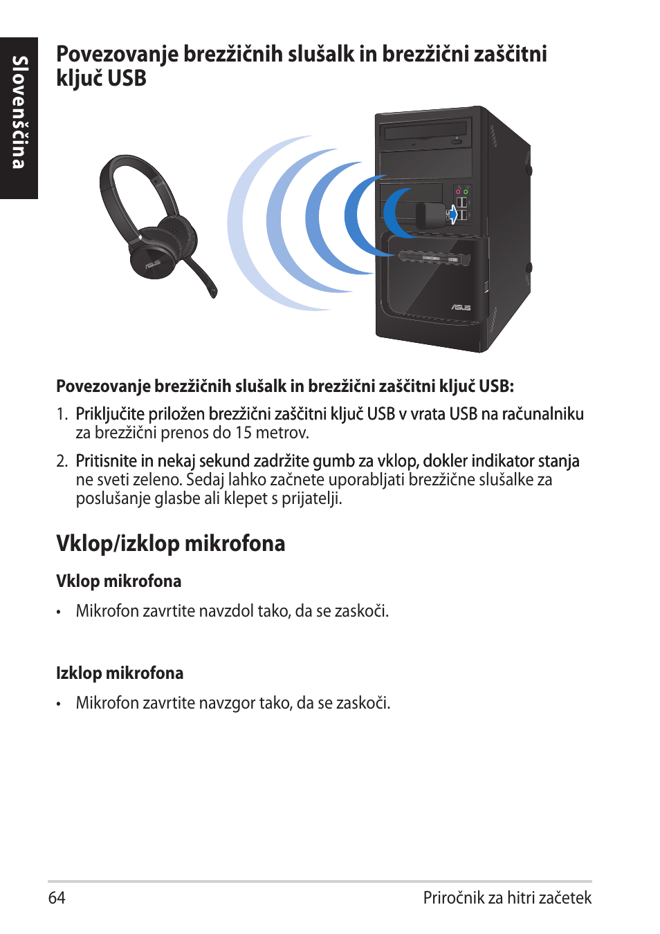 Vklop/izklop mikrofona | Asus HS-W1 User Manual | Page 64 / 81