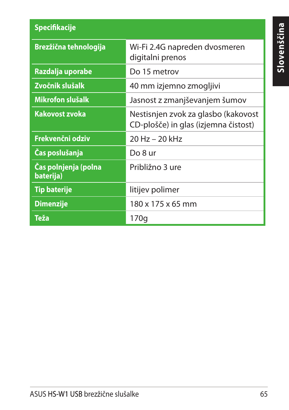 Asus HS-W1 User Manual | Page 65 / 81