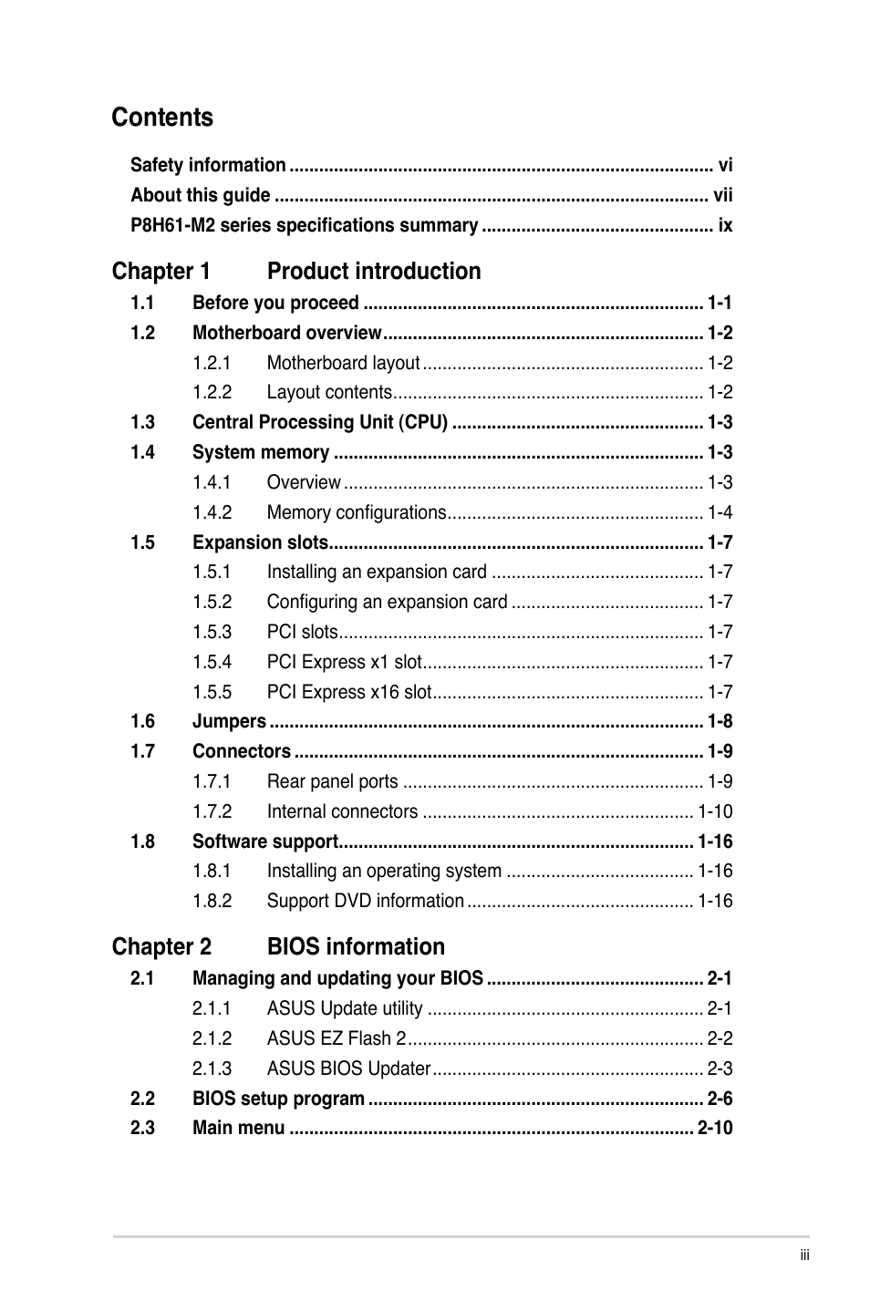 Asus P8H61-M2/TPM/SI User Manual | Page 3 / 58