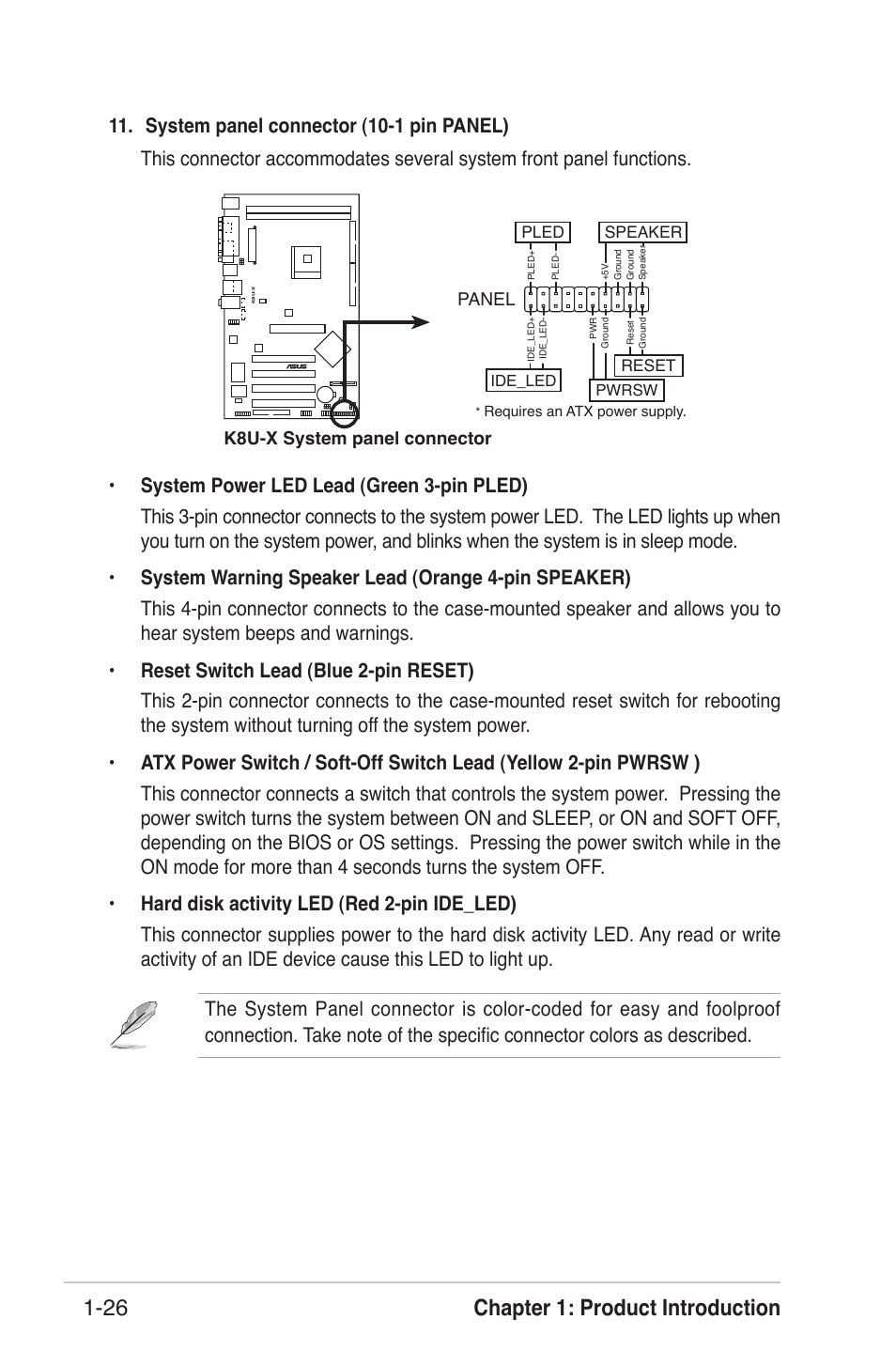 Chapter 1: product introduction 1-26 | Asus K8U-X User Manual | Page 36 / 80