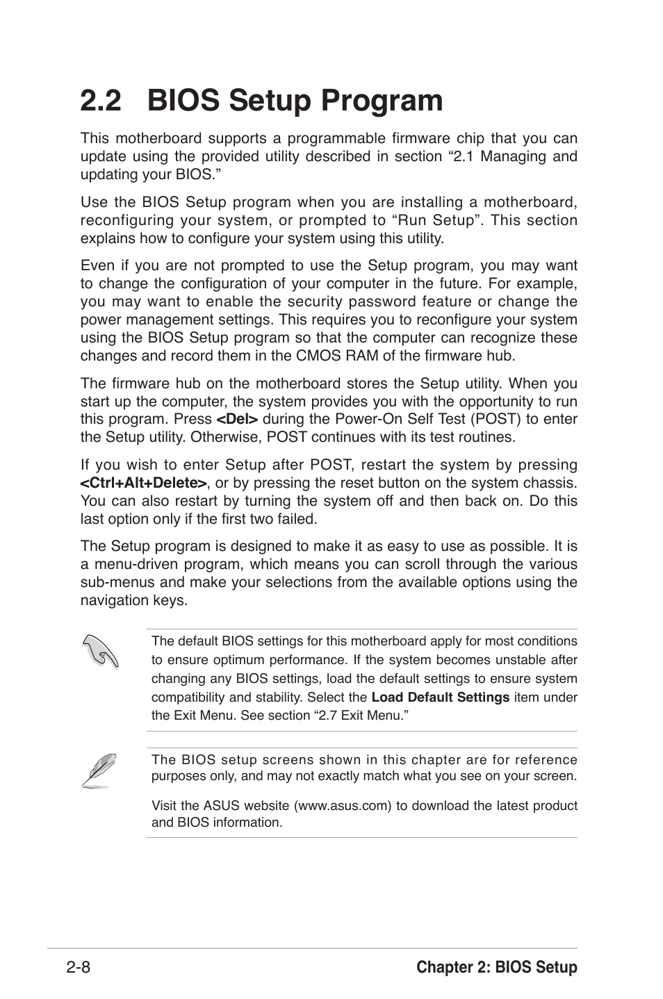 2 bios setup program | Asus K8U-X User Manual | Page 44 / 80