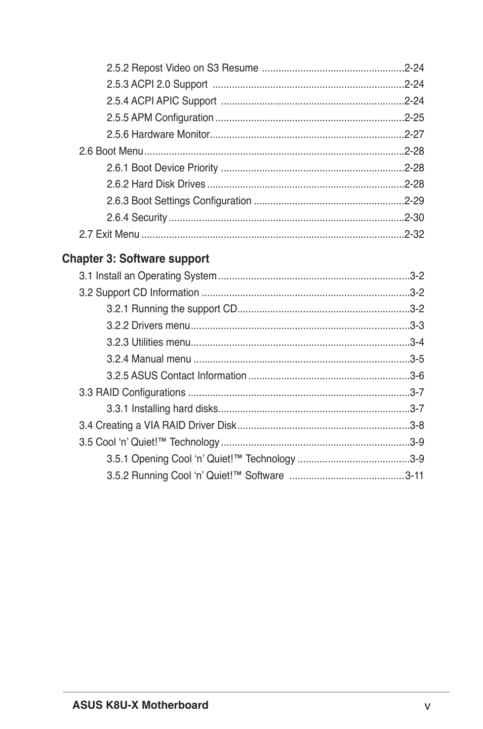 Asus K8U-X User Manual | Page 5 / 80