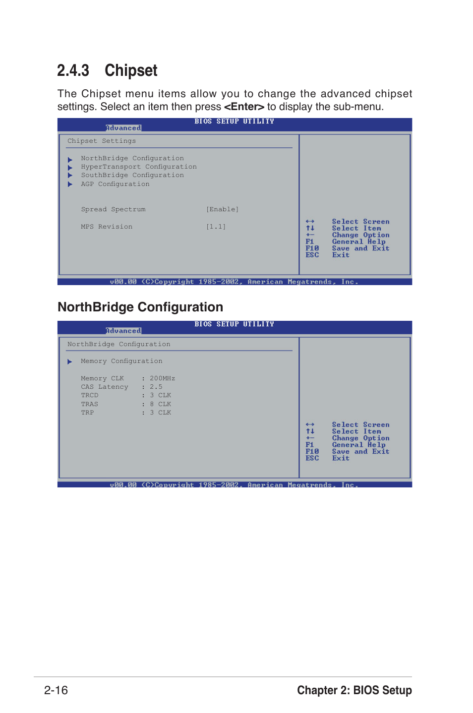 3 chipset, Northbridge conﬁguration, Chapter 2: bios setup 2-16 | Asus K8U-X User Manual | Page 52 / 80