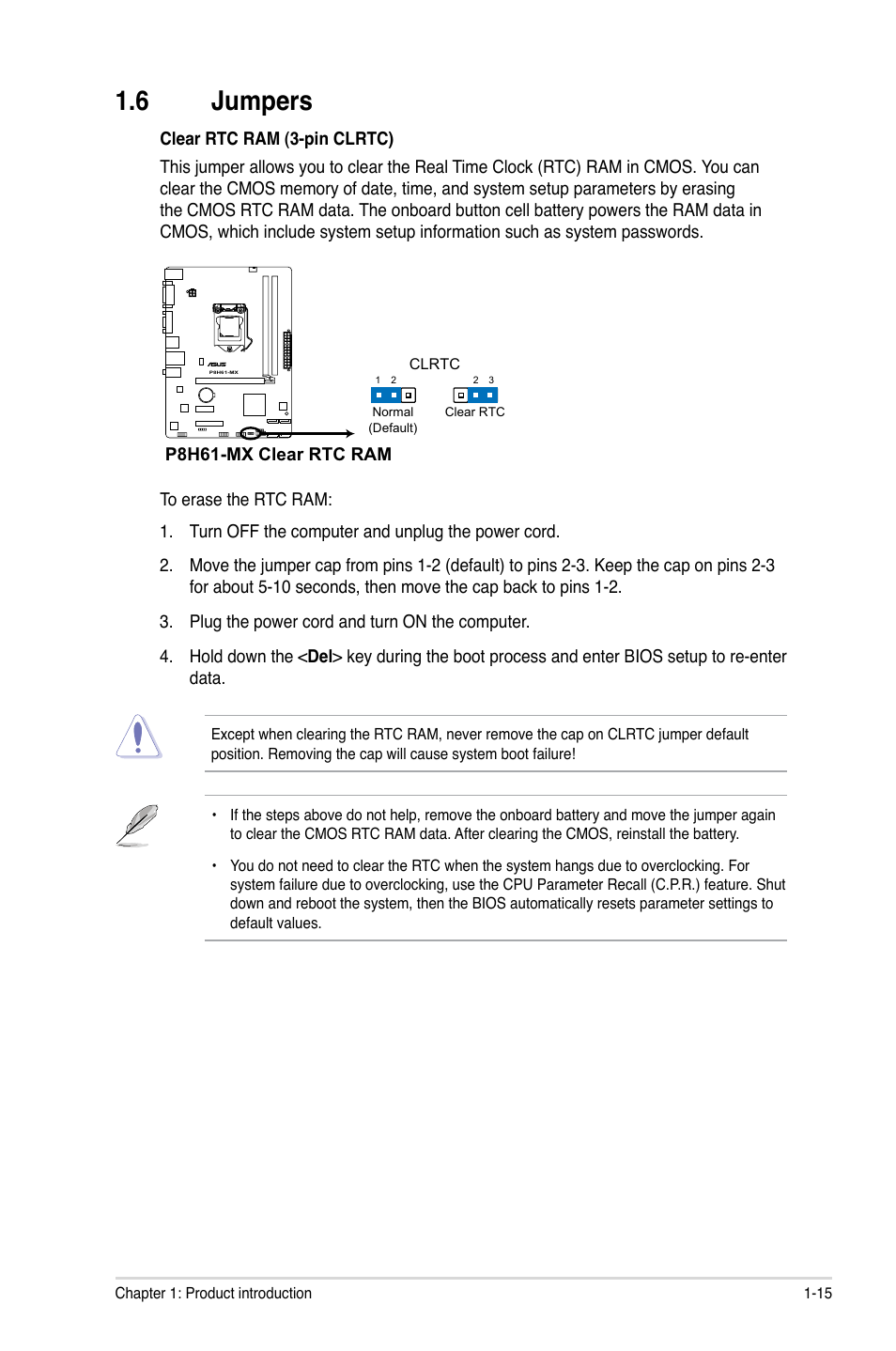 6 jumpers | Asus P8H61-MX User Manual | Page 25 / 60