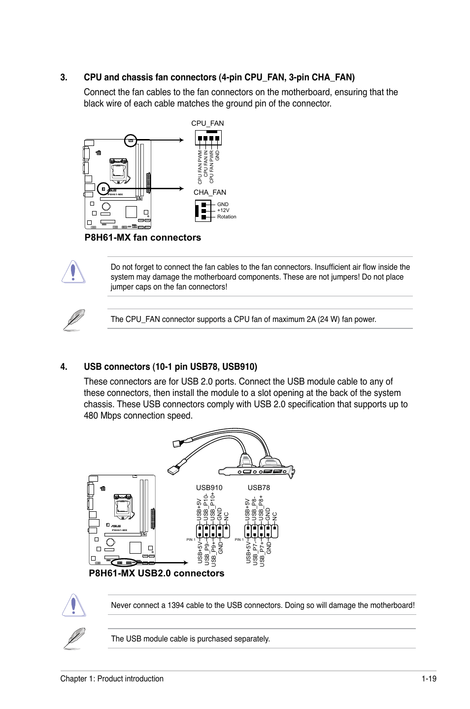 P8h61-mx fan connectors | Asus P8H61-MX User Manual | Page 29 / 60