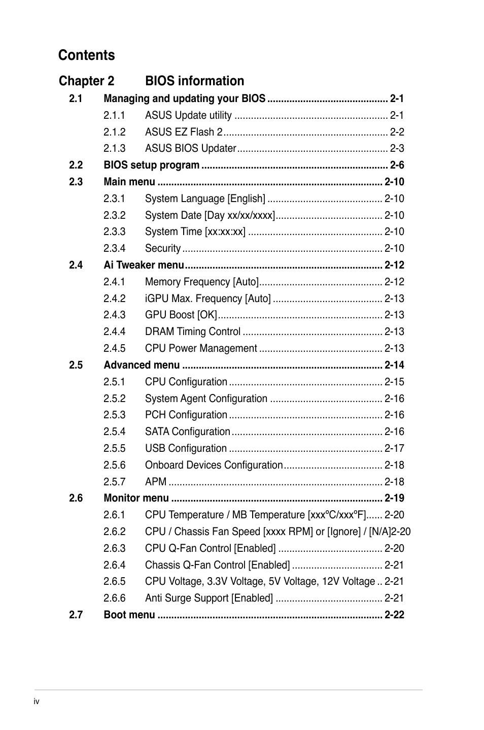 Asus P8H61-MX User Manual | Page 4 / 60