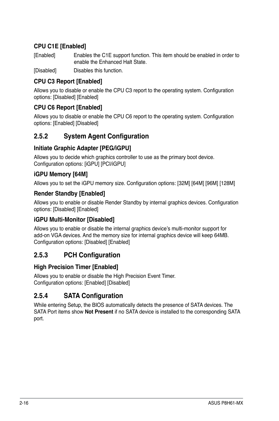 2 system agent configuration, 3 pch configuration, 4 sata configuration | Asus P8H61-MX User Manual | Page 48 / 60