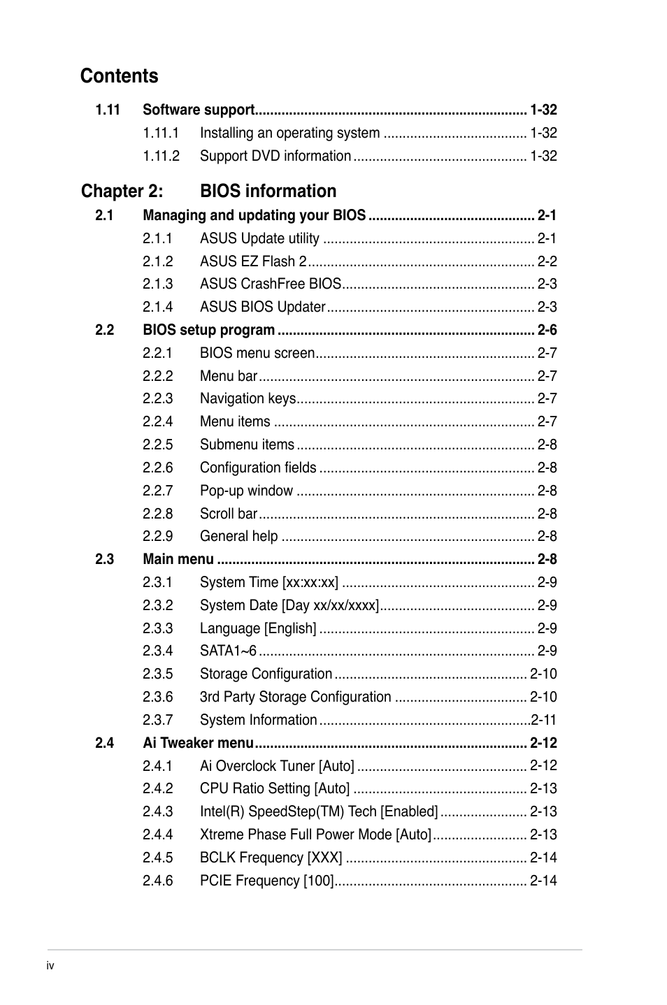 Asus P7H55-M/USB3 User Manual | Page 4 / 78