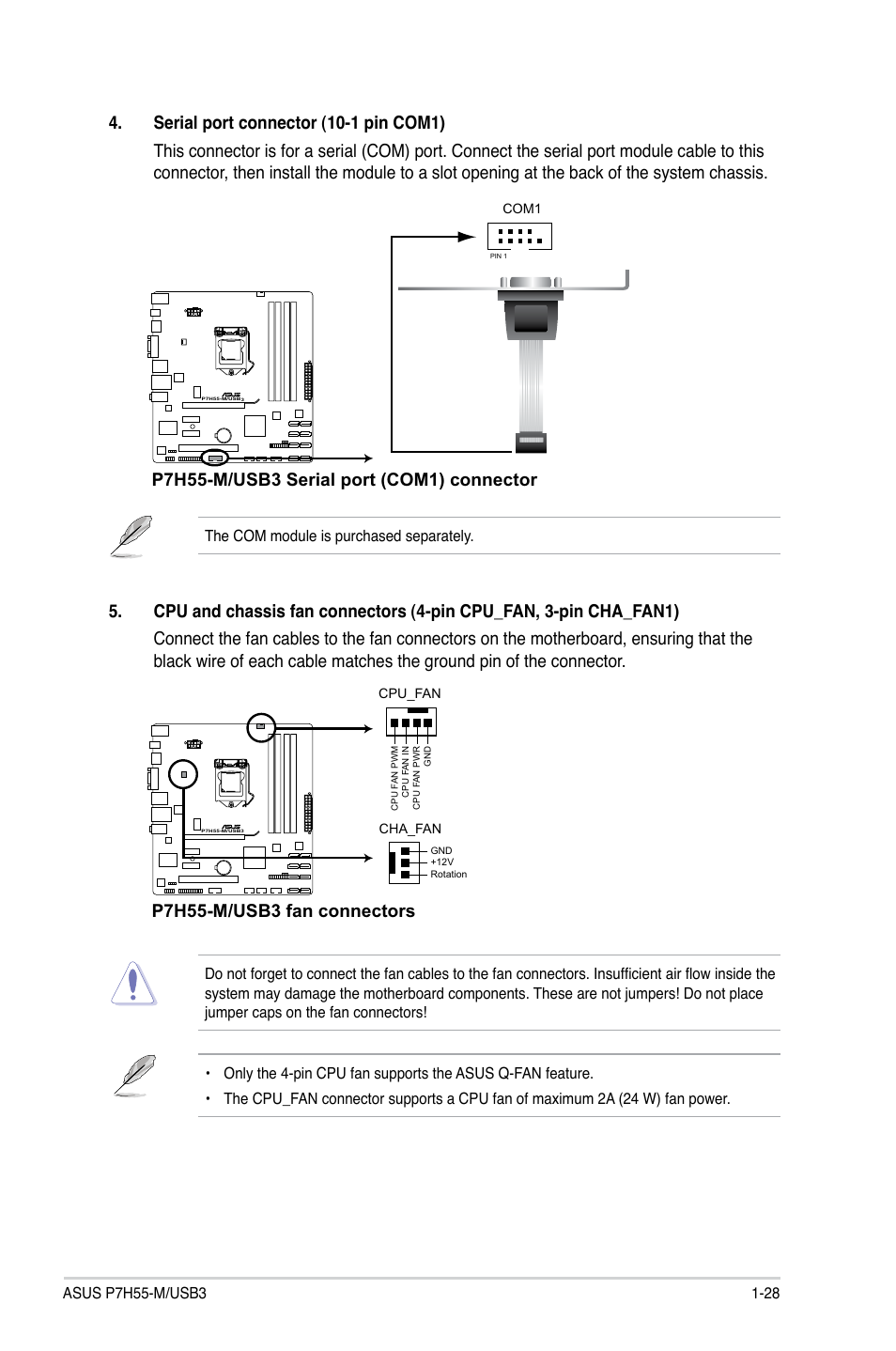 P7h55-m/usb3 fan connectors | Asus P7H55-M/USB3 User Manual | Page 41 / 78