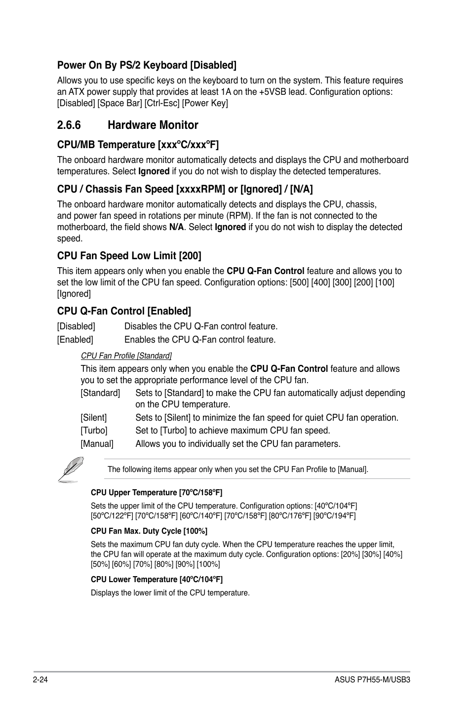 6 hardware monitor, Hardware monitor -24 | Asus P7H55-M/USB3 User Manual | Page 70 / 78