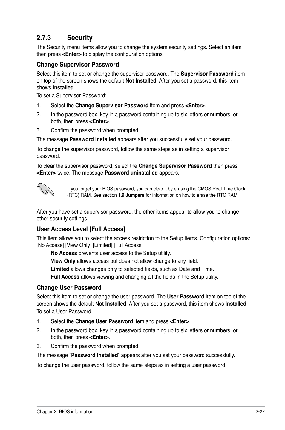3 security, Security -27 | Asus P7H55-M/USB3 User Manual | Page 73 / 78