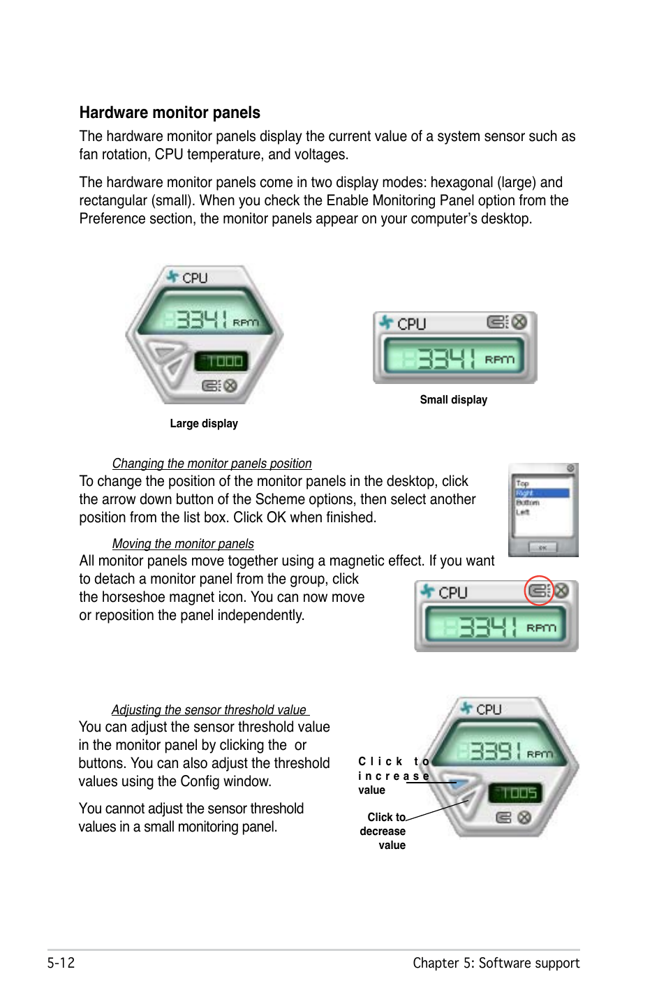 Hardware monitor panels | Asus M2N-SLI Deluxe User Manual | Page 126 / 164