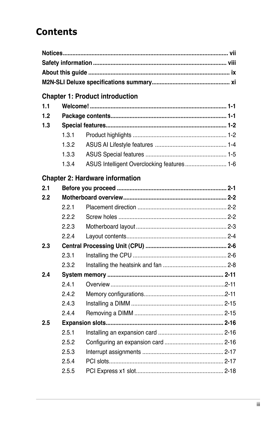Asus M2N-SLI Deluxe User Manual | Page 3 / 164