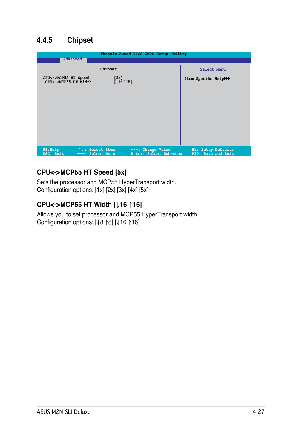 5 chipset, Cpu<->mcp55 ht speed [5x | Asus M2N-SLI Deluxe User Manual | Page 91 / 164