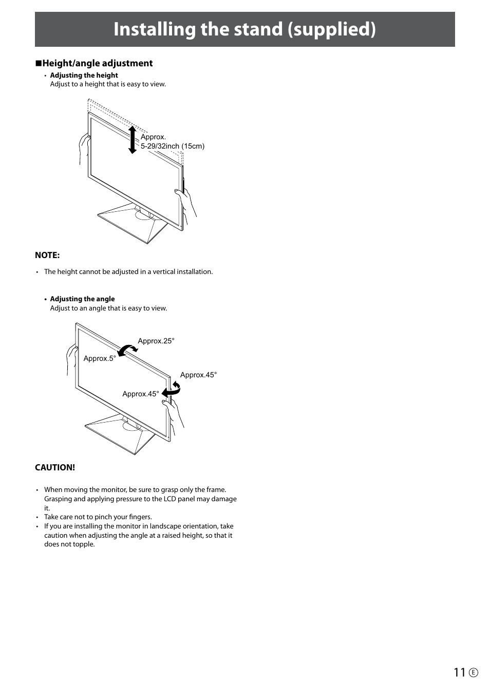 Installing the stand (supplied) | Asus PQ321Q User Manual | Page 11 / 38