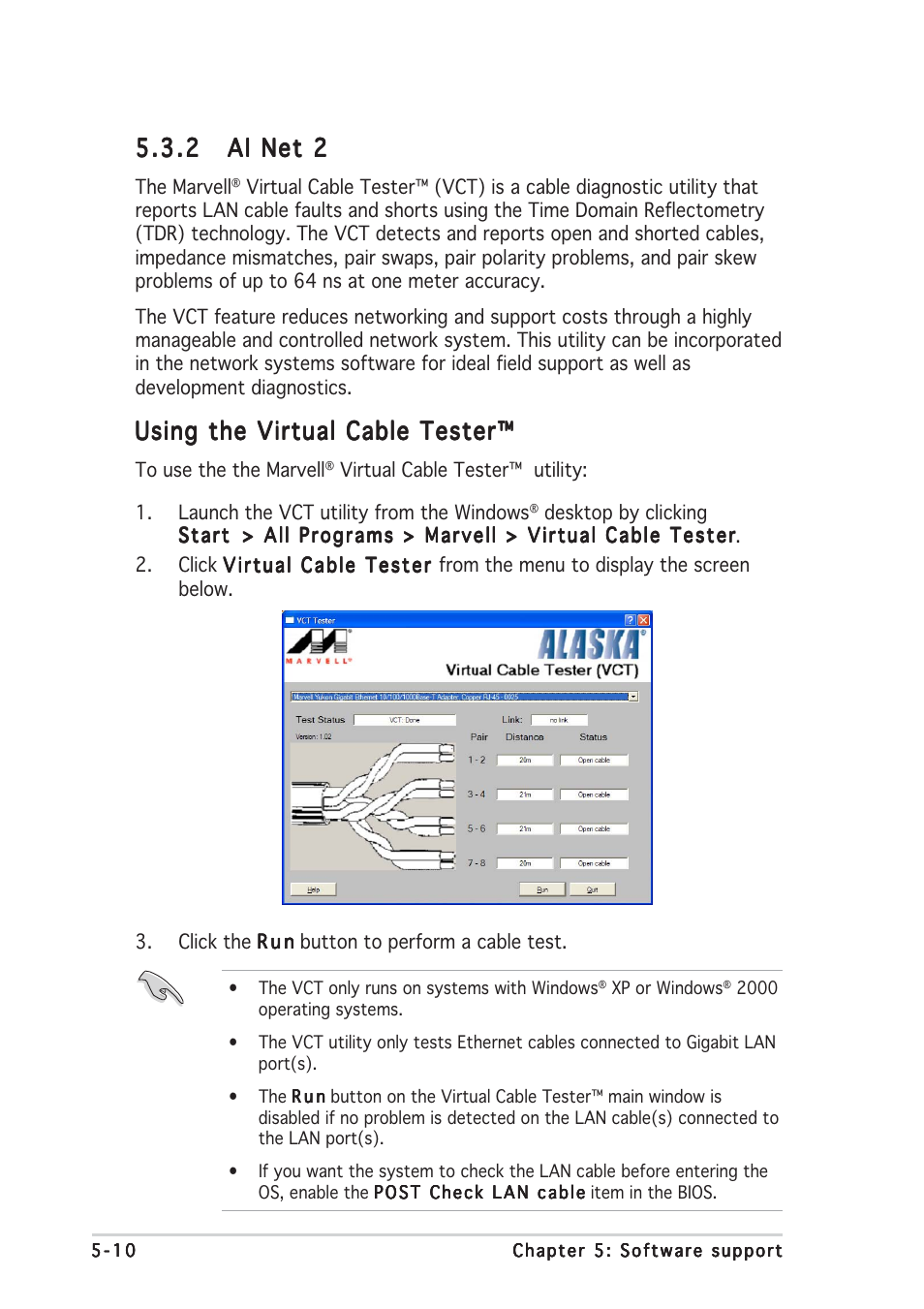 Using the virtual cable tester | Asus P5GDC-V Deluxe User Manual | Page 118 / 136