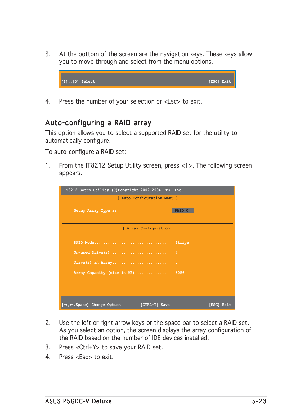 Auto-configuring a raid array | Asus P5GDC-V Deluxe User Manual | Page 131 / 136