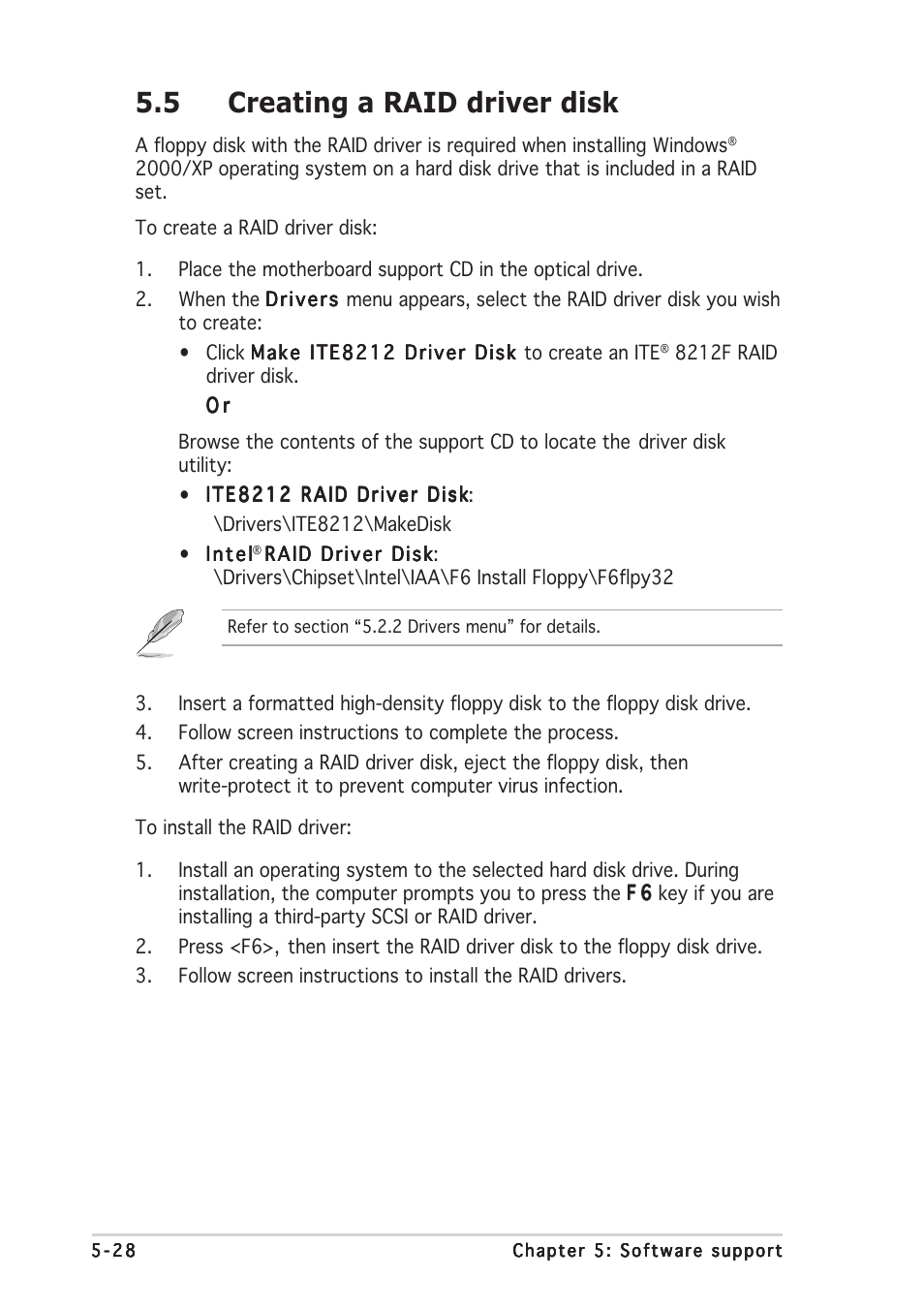 5 creating a raid driver disk | Asus P5GDC-V Deluxe User Manual | Page 136 / 136